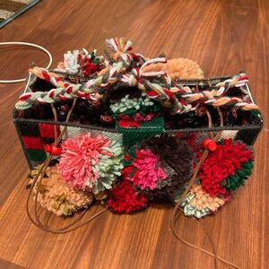 Multicolor Pom Pom Tote Bag
